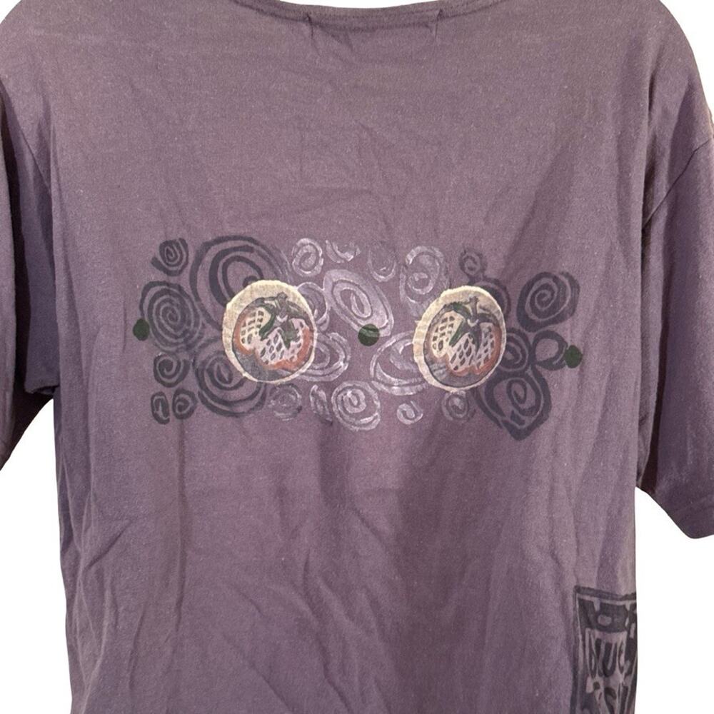 Blue Fish Painted Purple Short Sleeve Art to Wear T Shirt Top 1996 Vintage 1/ L - Picture 14 of 16